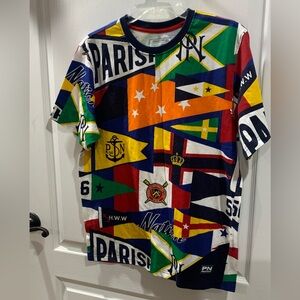 Parish Nation Shirt Men’s Size M -  Multicolor Nautical Flag Patchwork Cotton
